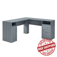 Techni Mobili RTA-8412L-GRY Functional L-Shape Desk with Storage, Grey